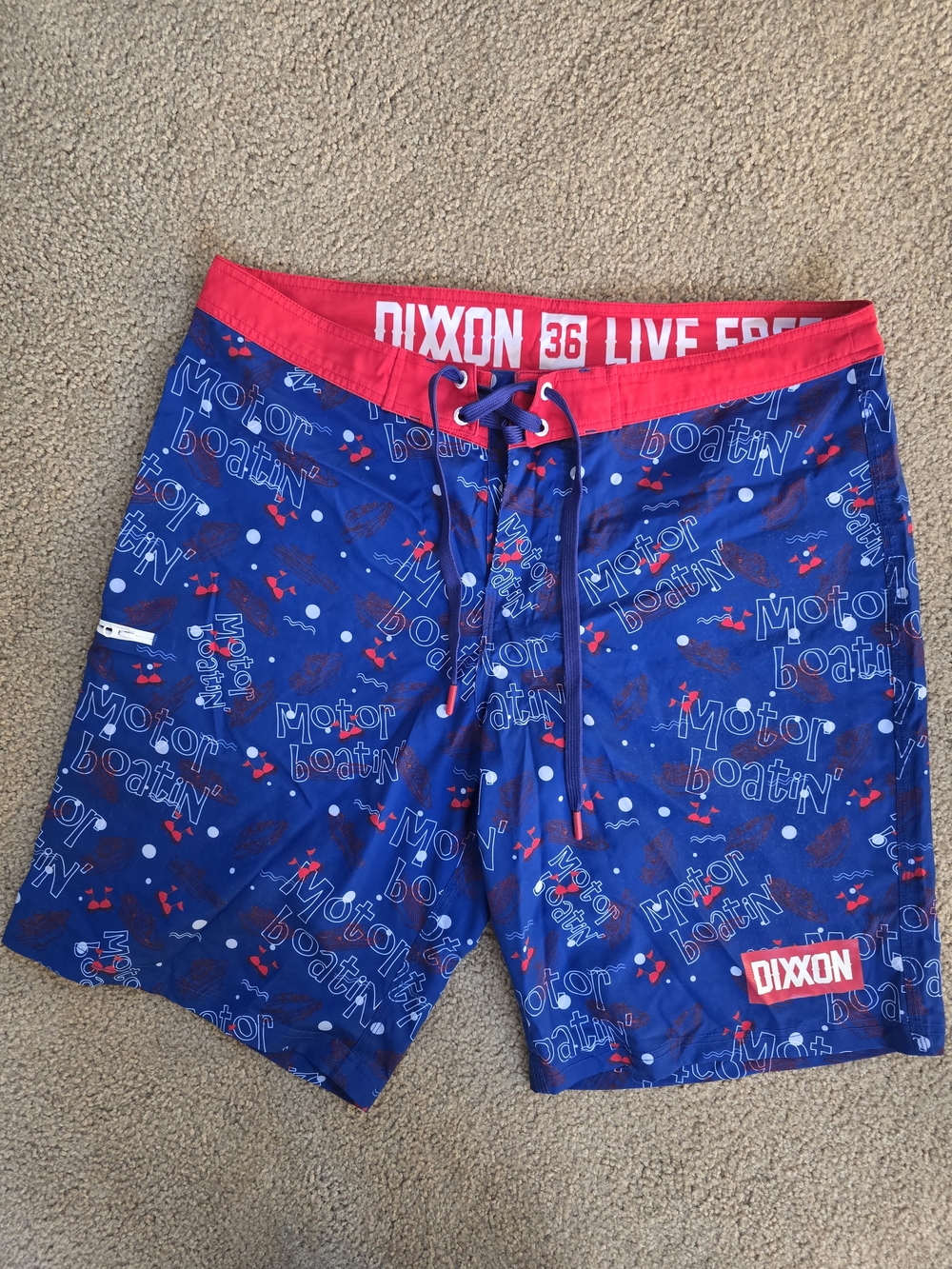 DIXXON Men's Navy & Red 'Motor Boatin'' Board Shorts